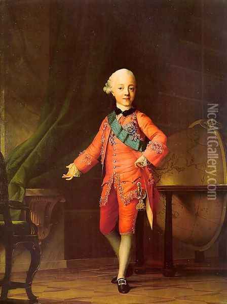 Grand Prince Pavel Petrovich in his Study 1766 Oil Painting - Vigilius Erichsen