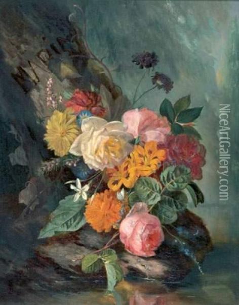Bouquet De Fleurs Oil Painting - Francois-Joseph Huygens