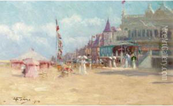 Beach Scene Oil Painting - Abel Jules Faivre
