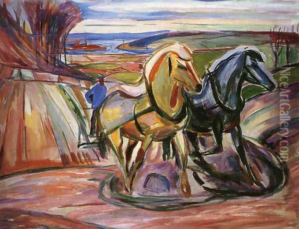 Spring Plowing Oil Painting - Edvard Munch