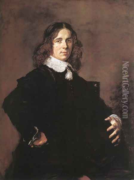 Portrait of a Seated Man Holding a Hat 1648-50 Oil Painting - Frans Hals