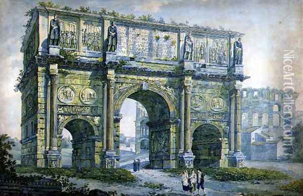 Triumphal Arch of Constantine Rome Oil Painting - Franz Kaisermaan
