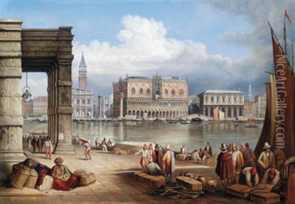 Venedig-blick Auf Den Markusplatz Oil Painting - David Roberts