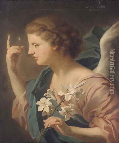 The Angel of the Annunciation Oil Painting - Giovanni Battista (Baciccio) Gaulli