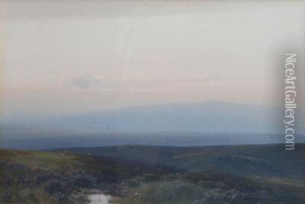 Moorland With Sheep. Oil Painting - Frederick John Widgery
