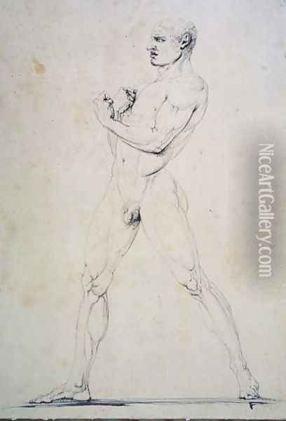 Male Nude, Damoxenos of Syracuse, from Pausanias's description of the Nemean Games in his 'Itinary' of Greece (2nd century BC), 1794 Oil Painting - Antonio Canova