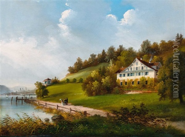 Luzern - Blick Auf Salzfass Oil Painting - Ferdinand Sommer