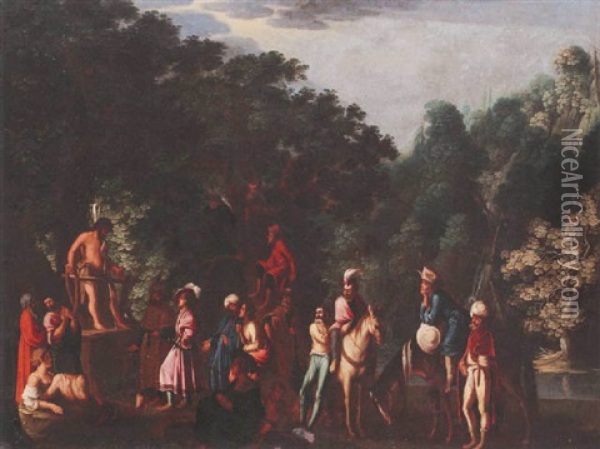 A Wooded Landscape With St. John The Baptist Preaching Oil Painting - Carlo Saraceni