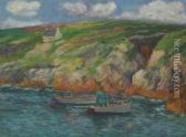 Barques De Peche Pres De La Cote Bretonne Oil Painting - Henri Moret