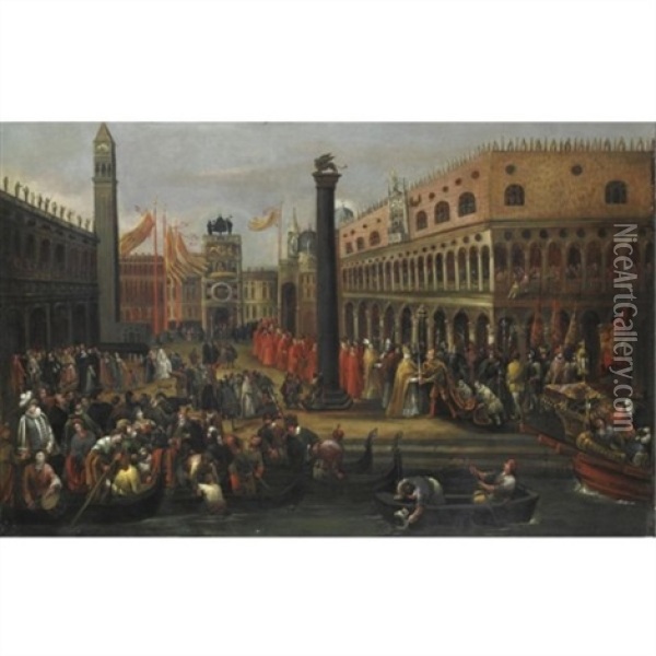 Venezia, Cerimonia In Piazza San Marco Oil Painting - Joseph Heintz the Younger