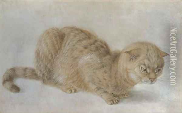 A crouching cat Oil Painting - Hans Hoffmann