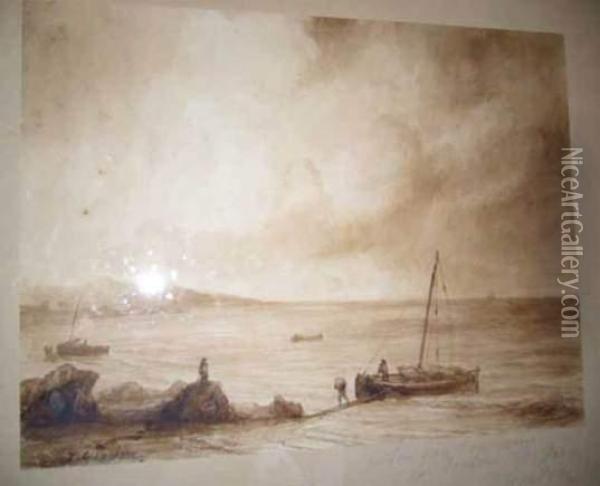 Le Debarquement Sur La Greve Oil Painting - Theodore Gudin