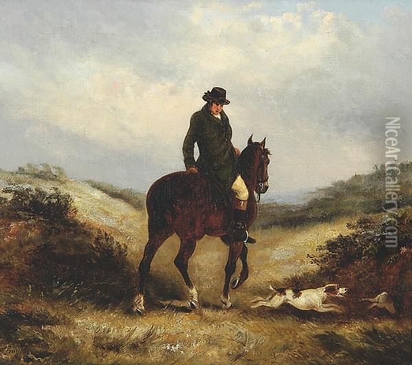 A Gentleman On Horseback With His Dog Oil Painting - Thomas Smythe