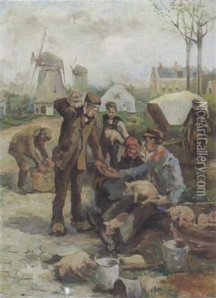 Market Scene Oil Painting - Adriaan de la Riviere