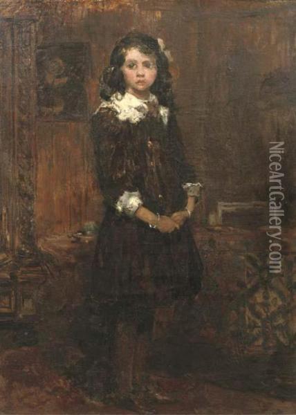 Nora: Portrait Of The Artist's Daughter Oil Painting - Johann Hendrik Van Mastenbroek