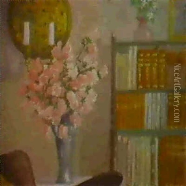 Stilleben Mit Bucherregal Oil Painting - Emil Von Gerliczy
