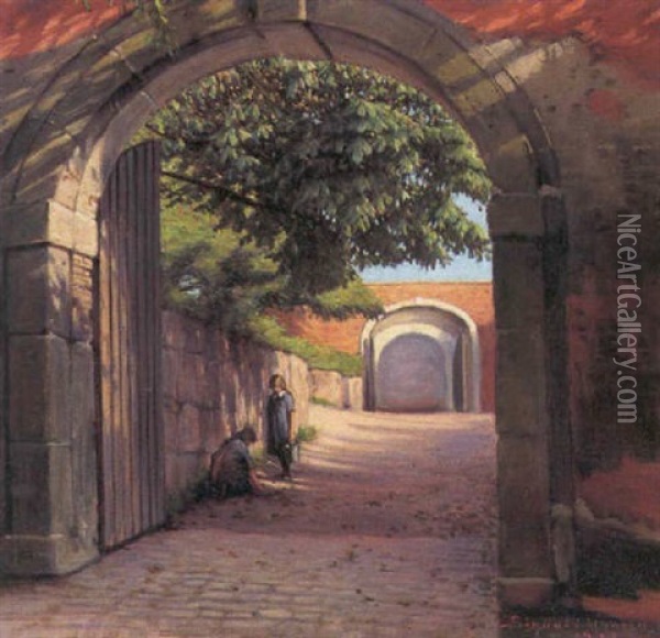 Portal Ved Kronborg Oil Painting - Sigvard Marius Hansen
