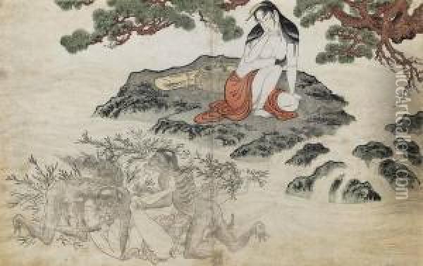 Abalone Divers, From The Erotic Album Utamakura Oil Painting - Kitagawa Utamaro
