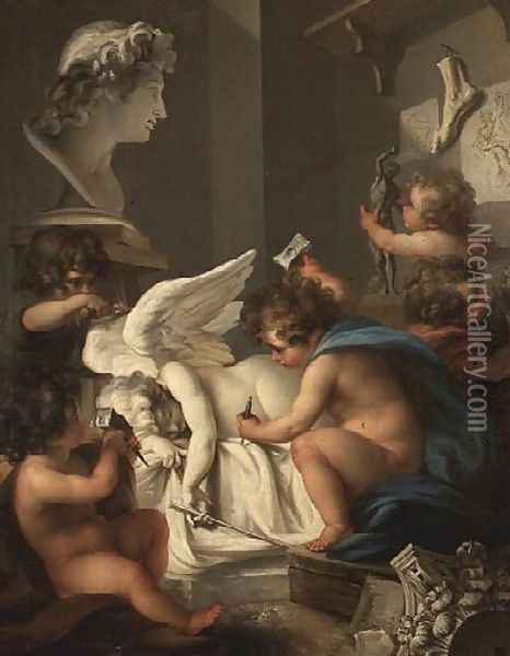 Allegory of Sculpture Oil Painting - Angelica Kauffmann