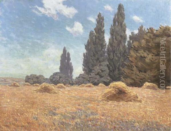 Haystacks, California Oil Painting - Granville Redmond