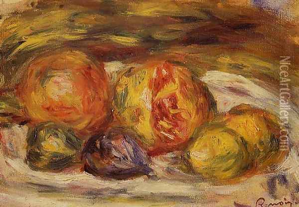Still Life Pomegranate Figs And Apples Oil Painting - Pierre Auguste Renoir