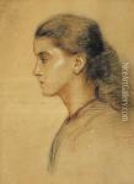 Young Woman In Profile Oil Painting - Sarah Henrietta Purser