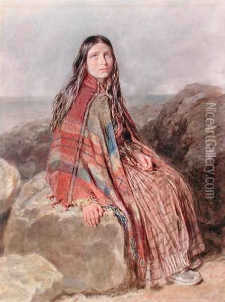 Peasant Girl seated on a Rock Oil Painting - William Henry Hunt