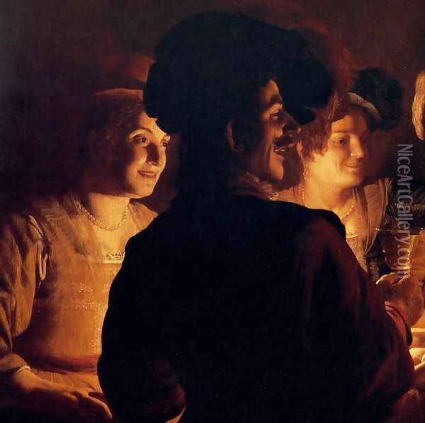 Supper Party (detail) Oil Painting - Gerrit Van Honthorst