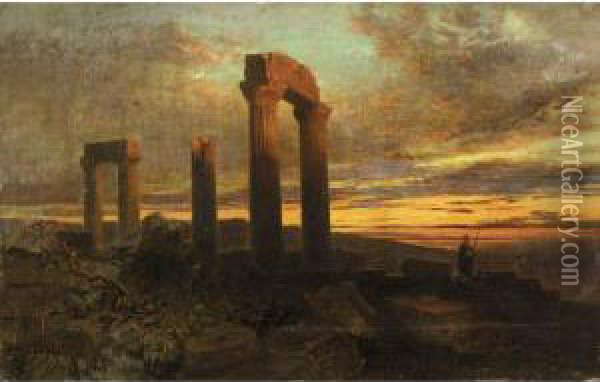 Sunset Among Ruins Oil Painting - Harry John Johnson