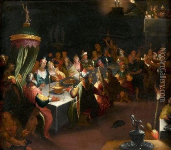 Le Festin De Balthazar Oil Painting - Frans II Francken