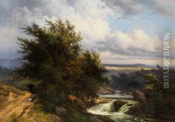 Spatromantische Landschaft Oil Painting - Gerard Antoine Crehay