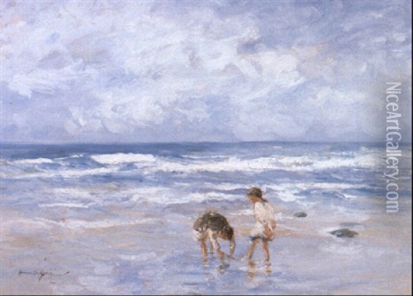 On The Sands Oil Painting - Robert Gemmell Hutchison