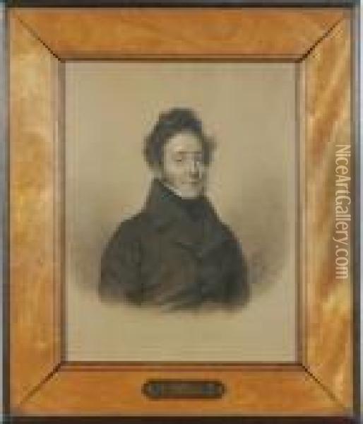 Portrait Of A Gentleman, Half-length, In A Black Overcoat Oil Painting - Julien Leopold Boilly