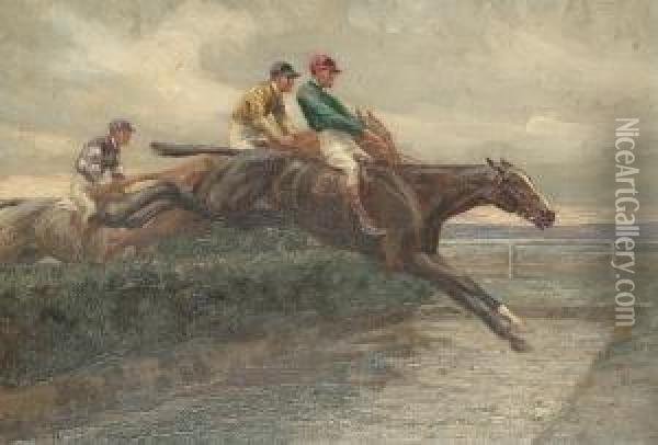 'at The Distance'; The Jump Oil Painting - William Hounsom Byles