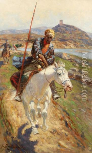 Equestrian Kurd Oil Painting - Franz Roubaud