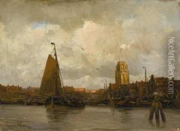 Harbor Scene Oil Painting - Kees Van Waning