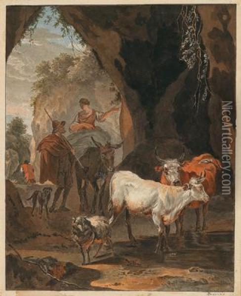 Nachfolger Hirten Mit Ihrer Herde Oil Painting - Nicolaes Berchem