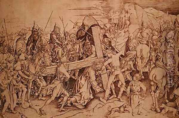 Christ carrying his cross Oil Painting - Israhel van, the Elder Meckenem