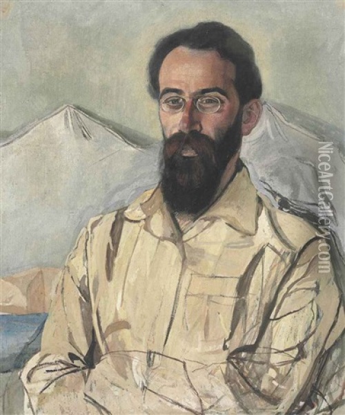 Portrait Of Fridrikh Krimmer (1888-1963) Oil Painting - Aleksandr Yakovlevich Golovin