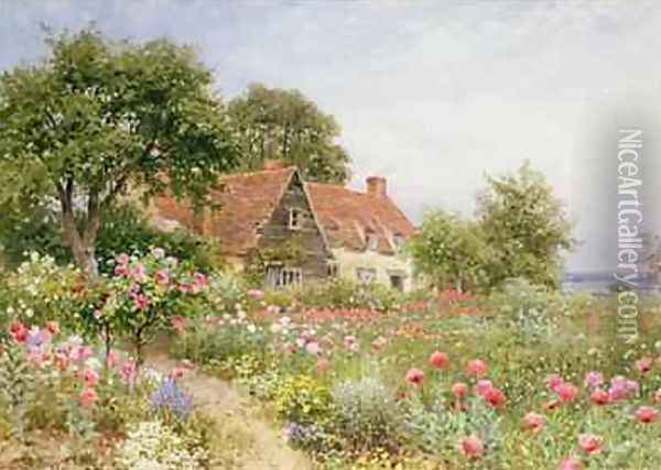 The Cottars Pride - A Cottage Garden Oil Painting - Harry Sutton Palmer