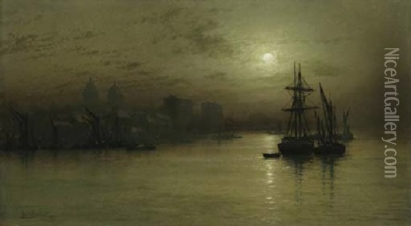 Greenwich Oil Painting - Louis H. Grimshaw
