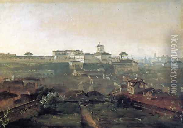 Three Views of Rome from the Villa Malta: View of the Quirinale Hill Oil Painting - Georg Maximilian Johann Von Dillis