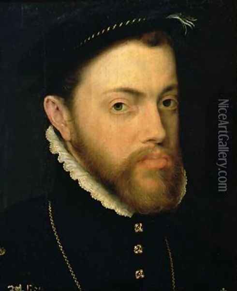 Portrait of Philip II of Spain 1527-98 Oil Painting - Anthonis Mor Van Dashorst