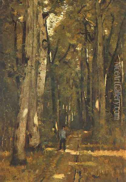 In the Forest of Fontainebleau 1876 Oil Painting - Laszlo Paal