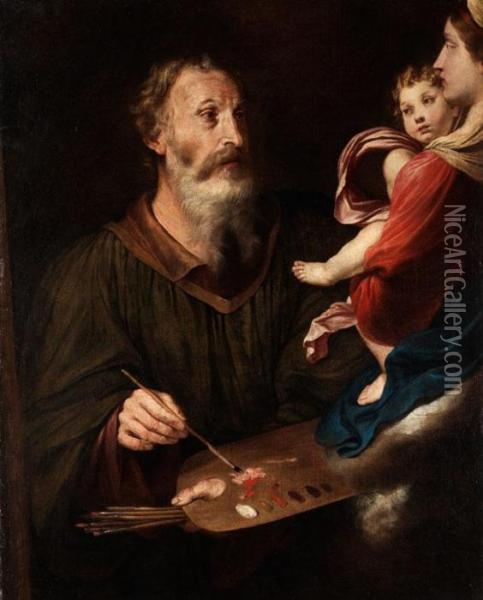 Der Heilige Lukas Malt Die Madonna Oil Painting - Simone Cantarini Il Pesarese