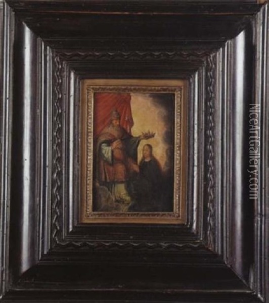 Dieu Le Pere Couronnant La Vierge Oil Painting - Colijn de Coter