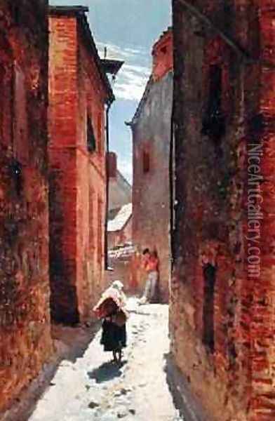 Street in the Old Town 1873 Oil Painting - Alphonse Marie de Neuville