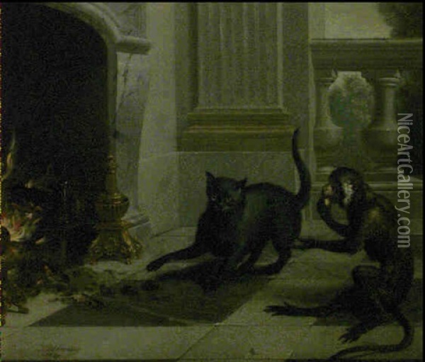 Le Singe Et Le Chat Oil Painting - Jean-Baptiste Oudry