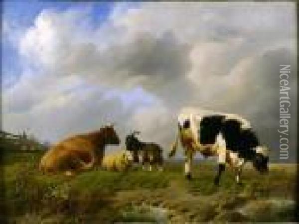 [vache, Mouton Et Chevre.] Oil Painting - Louis Marie Dominique Romain Robbe