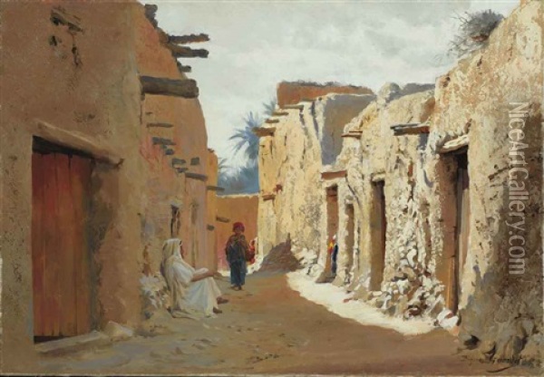 Rue D'el Kantara, Algerie Oil Painting - Eugene Alexis Girardet